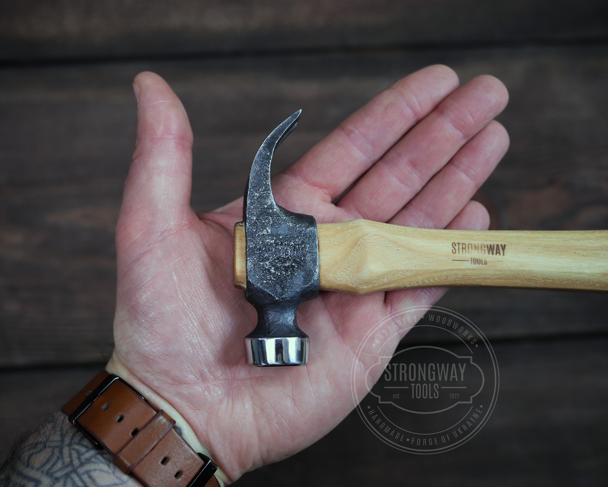 Small hammer with nail puller with loop case